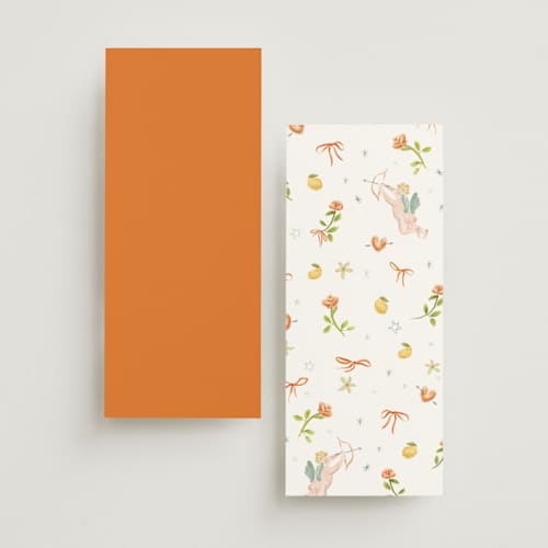 This is a flame unique wedding programs with standard by Pati Cascino called giardino printing on signature in 4x9