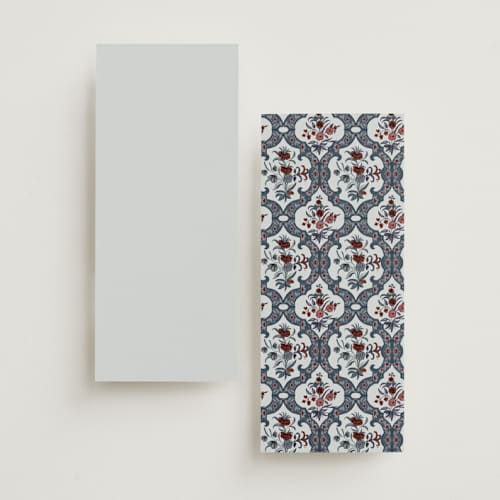 This is a french blue unique wedding programs with standard by Jennifer Postorino called ariah printing on signature in standard