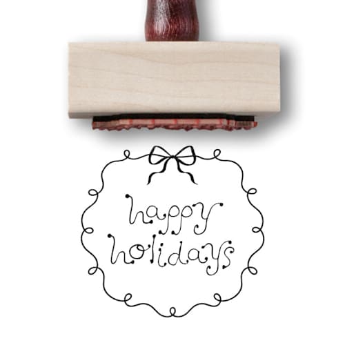 This is a multicolor wedding stationery by Alyssa Cook called whimsy holiday bow stamp | happy holidays rubber stamp in standard