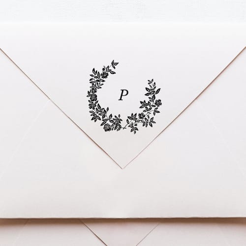 This is a multicolorassorted-colors wedding stationery by Tara Grangroth called vintage roses monogram stamp no. 1 in standard