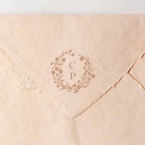 This is a multicolorassorted-colors wedding stationery by Tara Grangroth called 'alpine meadow' custom monogram stamp | 2 letters in standard