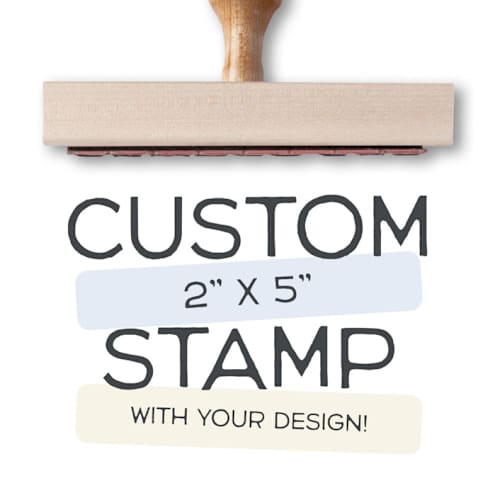This is a multicolorassorted-colors wedding stationery by Alyssa Cook called wedding logo stamp | 2x5 custom rubber stamp | send your design in standard