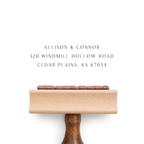 This is a multicolorassorted-colors address labels by Sara Luke called elegant custom address stamp for invitations - stamp with wood handle in standard