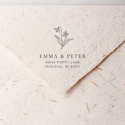 This is a silver address labels by Tara Grangroth called address stamp no. 8 in standard