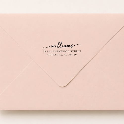 This is a multicolorassorted-colors address labels by Sara Luke called bold brush stamp - modern signature address stamp | wood handle stamp in standard