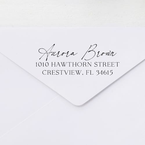 This is a multicolorassorted-colors address labels by Sara Luke called personalized handwriting script stamp | wood handle stamp in standard