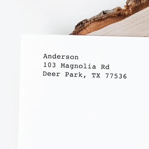 This is a black address labels by Samantha Malvey called vintage family address stamp | self inking return address stamp in standard