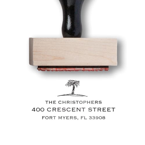 This is a white address labels by Alyssa Cook called custom return address stamp | palm tree address stamp | wooden rubber stamp in standard