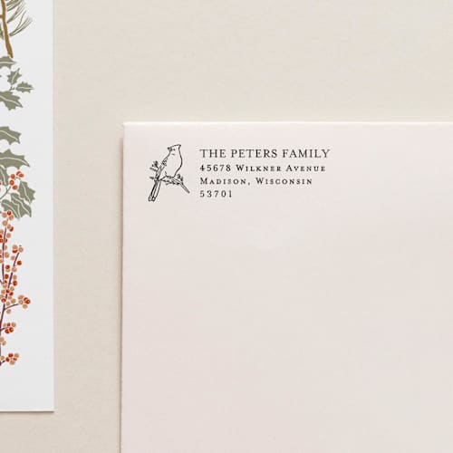 This is a gray address labels by Tara Grangroth called self inking holiday address stamp no. 2 in standard