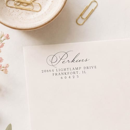 This is a multicolorassorted-colors address labels by Sara Luke called calligraphy return address stamp, elegant self-inking stamp
calligraphy return address stamp, self-inking elegant script custom stamp in standard