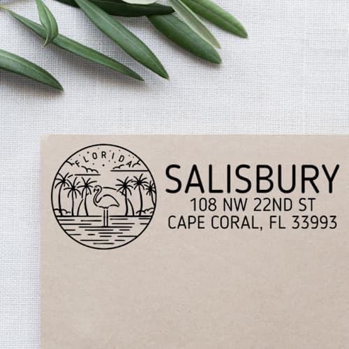 This is a black address labels by Casey Harp called custom florida address stamp | self-inking | black ink in standard