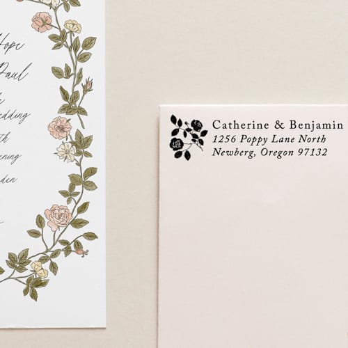 This is a multicolorassorted-colors address labels by Tara Grangroth called vintage roses address stamp in standard