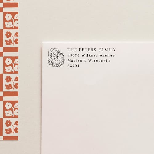 This is a gray address labels by Tara Grangroth called self inking holiday address stamp no. 4 in standard