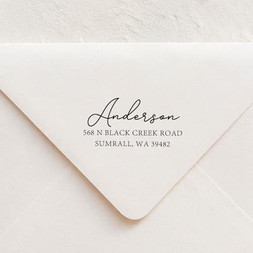 This is a multicolorassorted-colors address labels by Sara Luke called delicate signature stamp | self-inking stamp in standard