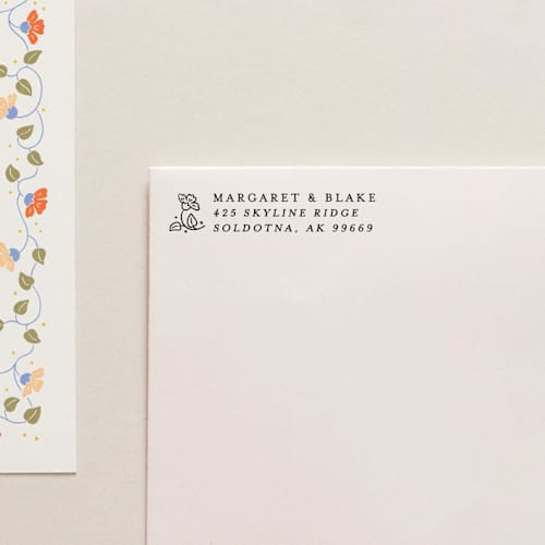 This is a black address labels by Tara Grangroth called holiday address stamp no. 14 in standard