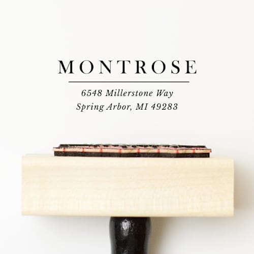 This is a multicolorassorted-colors address labels by Sara Luke called modern personalized address stamp | wood handle stamp in standard