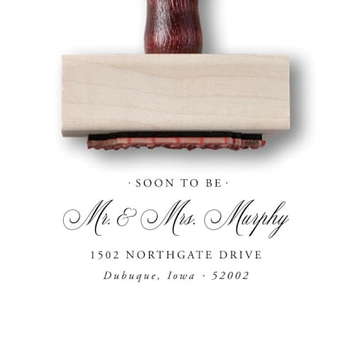 This is a multicolorassorted-colors address labels by Alyssa Cook called custom save the date address stamp | "soon to be" stamp | wooden rubber stamp in standard