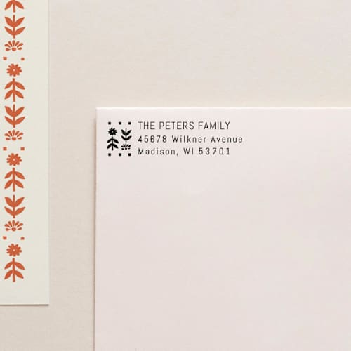 This is a black address labels by Tara Grangroth called holiday address stamp no. 17 in standard