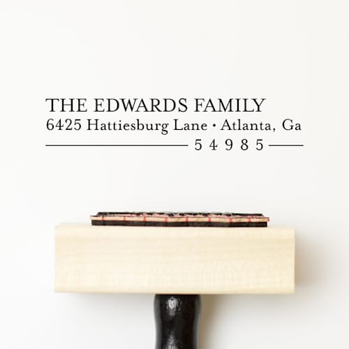 This is a multicolorassorted-colors address labels by Sara Luke called modern address stamp | wood handle stamp in standard