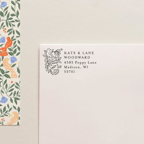 This is a black address labels by Tara Grangroth called holiday address stamp no. 16 in standard