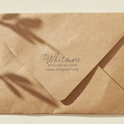 This is a multicolorassorted-colors address labels by Sara Luke called calligraphy address stamp for wedding invitations | wood handle stamp in standard