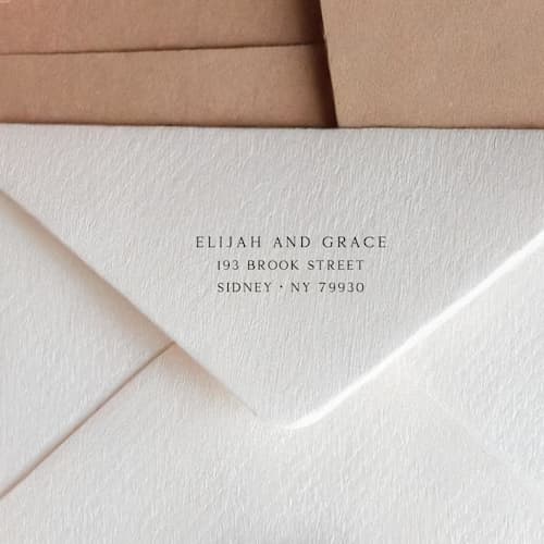 This is a black address labels by Sara Luke called simple 3 line self-inking return address stamp - minimalistic design in standard