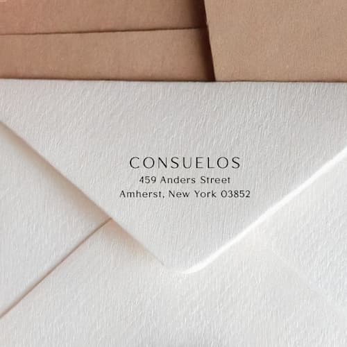 This is a black address labels by Sara Luke called simple self-inking return address stamp - minimalistic design in standard
