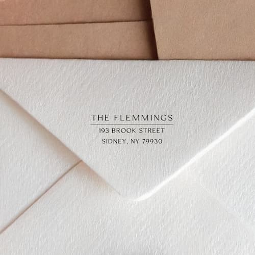 This is a black address labels by Sara Luke called simple self-inking return address stamp - minimalistic design in standard