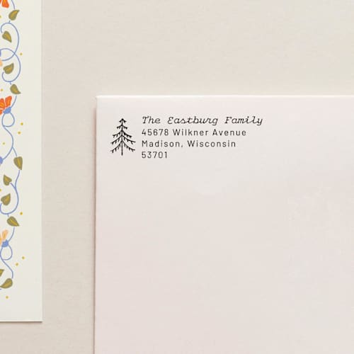 This is a gray address labels by Tara Grangroth called holiday address stamp no. 7 in standard