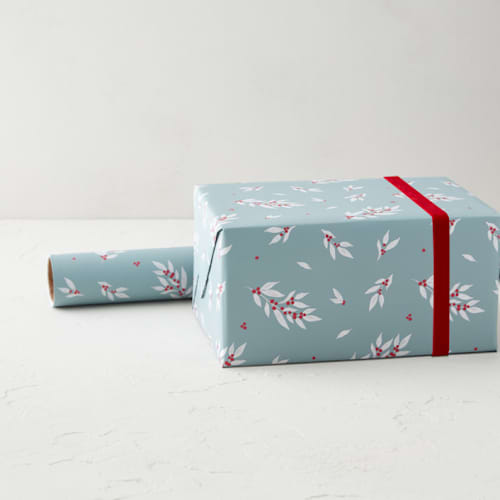 This is a blue spruce wrapping paper by Paola Benenati called white christmas in standard