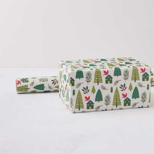 This is a pine wrapping paper by Tatjana Koraksic called bird, house and tree in standard