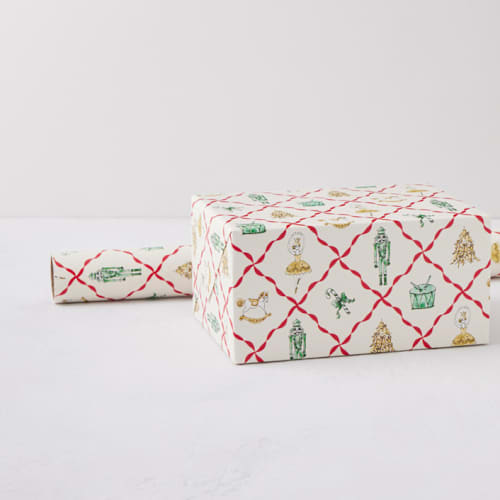 This is a classic wrapping paper by Cass Loh called nutcracker trellis in standard