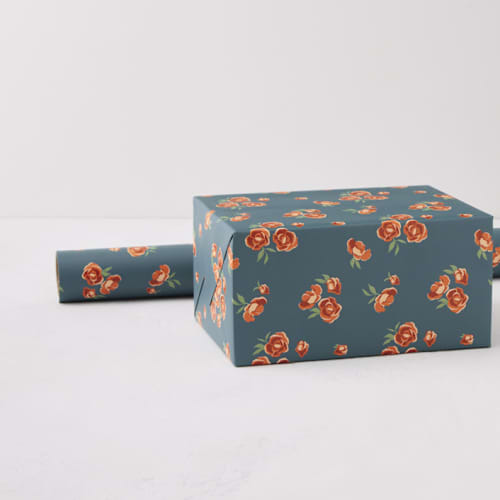 This is a navy wrapping paper by Aubrey Fairchild called navy wrap in standard