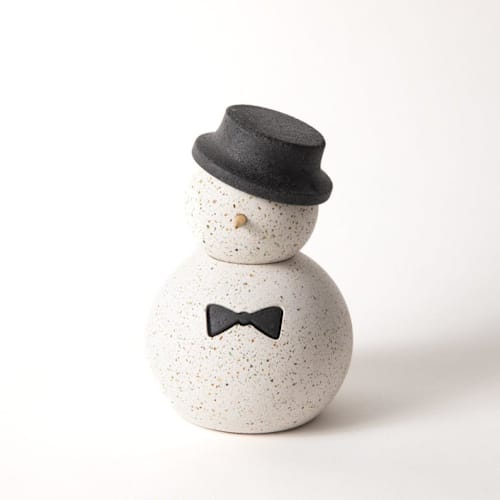 This is a white holiday decorations by Pretti.Cool called snowman - the dandy, black bow tie in standard