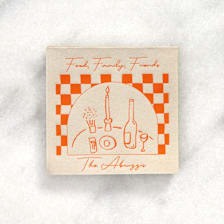 Food, Family, Friends Checkered Napkin, Cocktail Size, Set Of 50