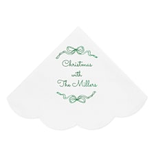 Holiday Bows Scalloped Luncheon Napkin