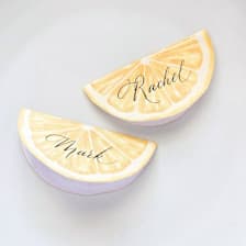 Watercolor Lemon- Personalized Hand-Calligraphed Watercolor Die-Cut Place Cards- Set of 10