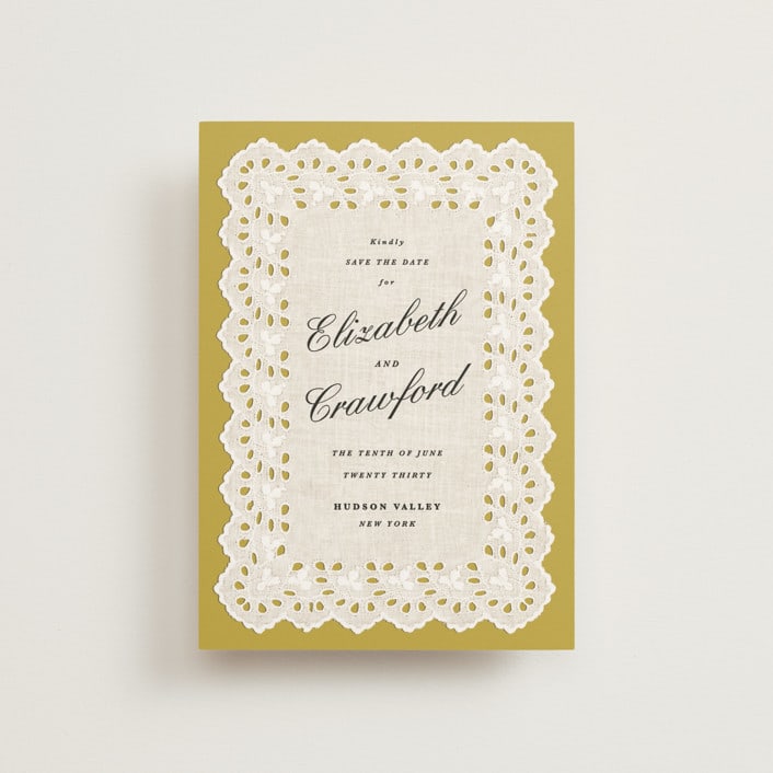 Eyelet Save The Date Postcards by Olivia Kanaley Inman | Minted