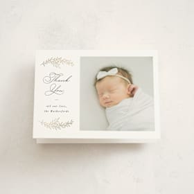 Foil-Pressed Birth Announcement Thank You Cards