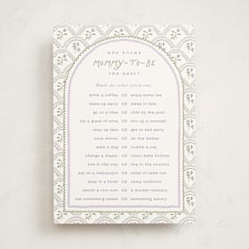 Baby Shower Game Cards