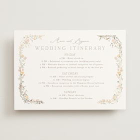 Foil-Pressed Wedding Weekend Itinerary Cards