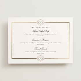 Foil-Pressed Wedding Weekend Itinerary Cards