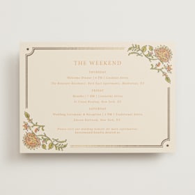 Foil-Pressed Wedding Weekend Itinerary Cards