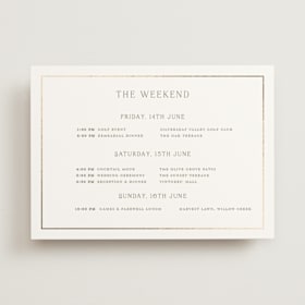 Foil-Pressed Wedding Weekend Itinerary Cards