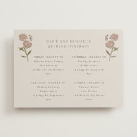 Foil-Pressed Wedding Weekend Itinerary Cards