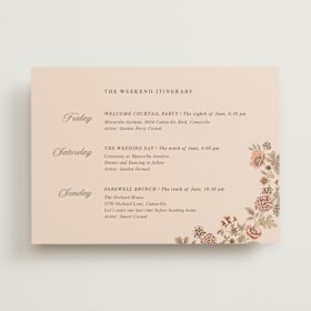 Foil-Pressed Wedding Weekend Itinerary Cards
