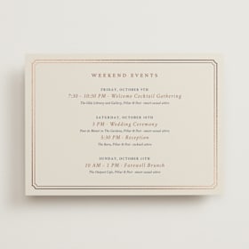 Foil-Pressed Wedding Weekend Itinerary Cards