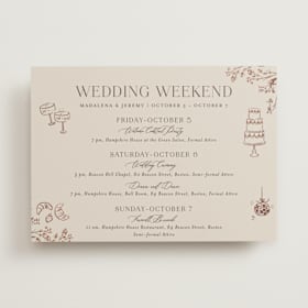 Foil-Pressed Wedding Weekend Itinerary Cards