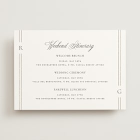 Foil-Pressed Wedding Weekend Itinerary Cards