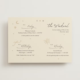 Foil-Pressed Wedding Weekend Itinerary Cards